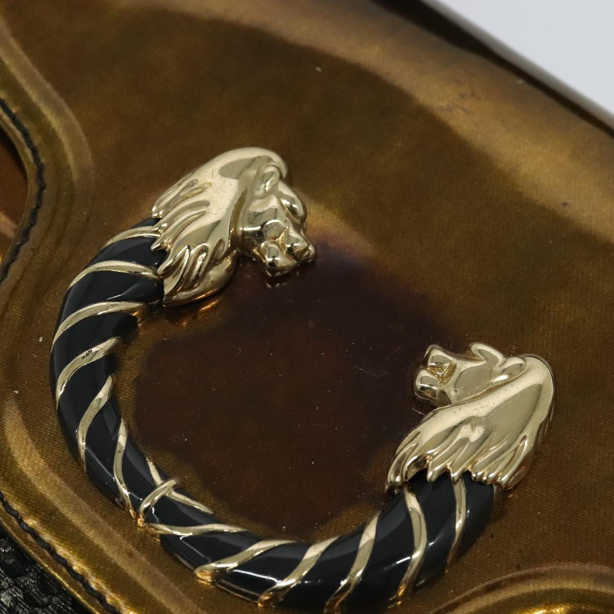 BVLGARI Leoni Hand Bag Leather 2way Gold Auth sw547