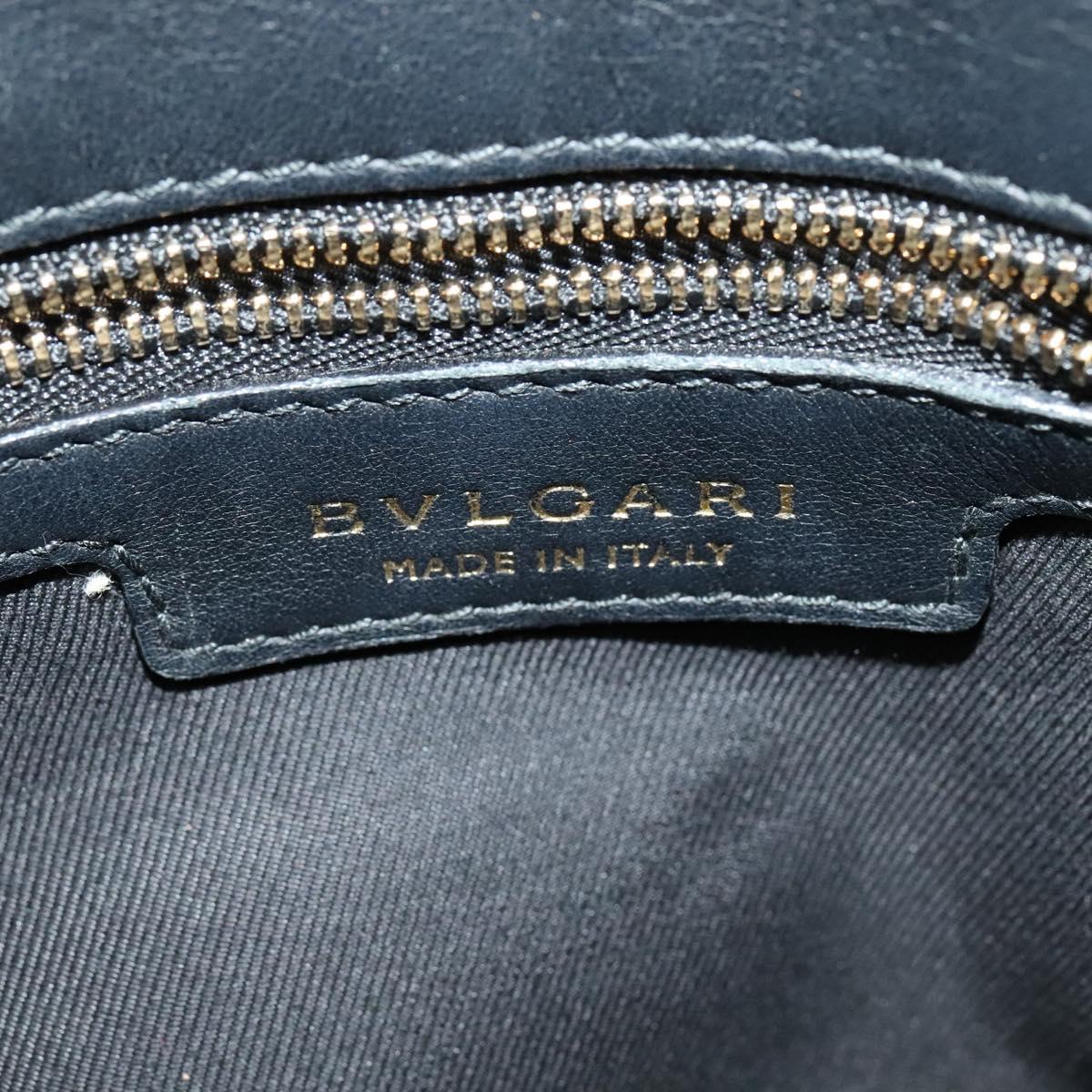 BVLGARI Leoni Hand Bag Leather 2way Gold Auth sw547