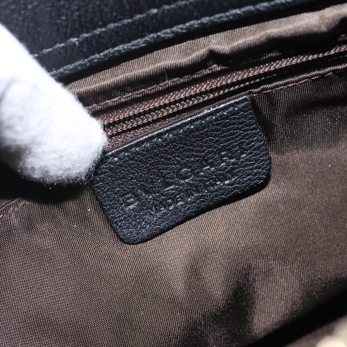 BVLGARI Shoulder Bag Leather Black Gold Auth sw548