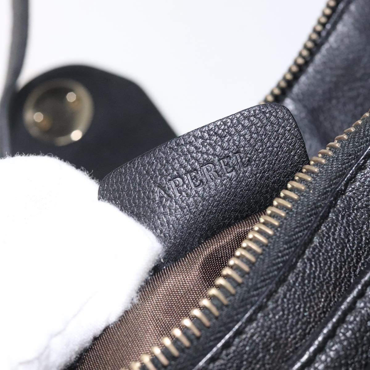 BVLGARI Shoulder Bag Leather Black Gold Auth sw548