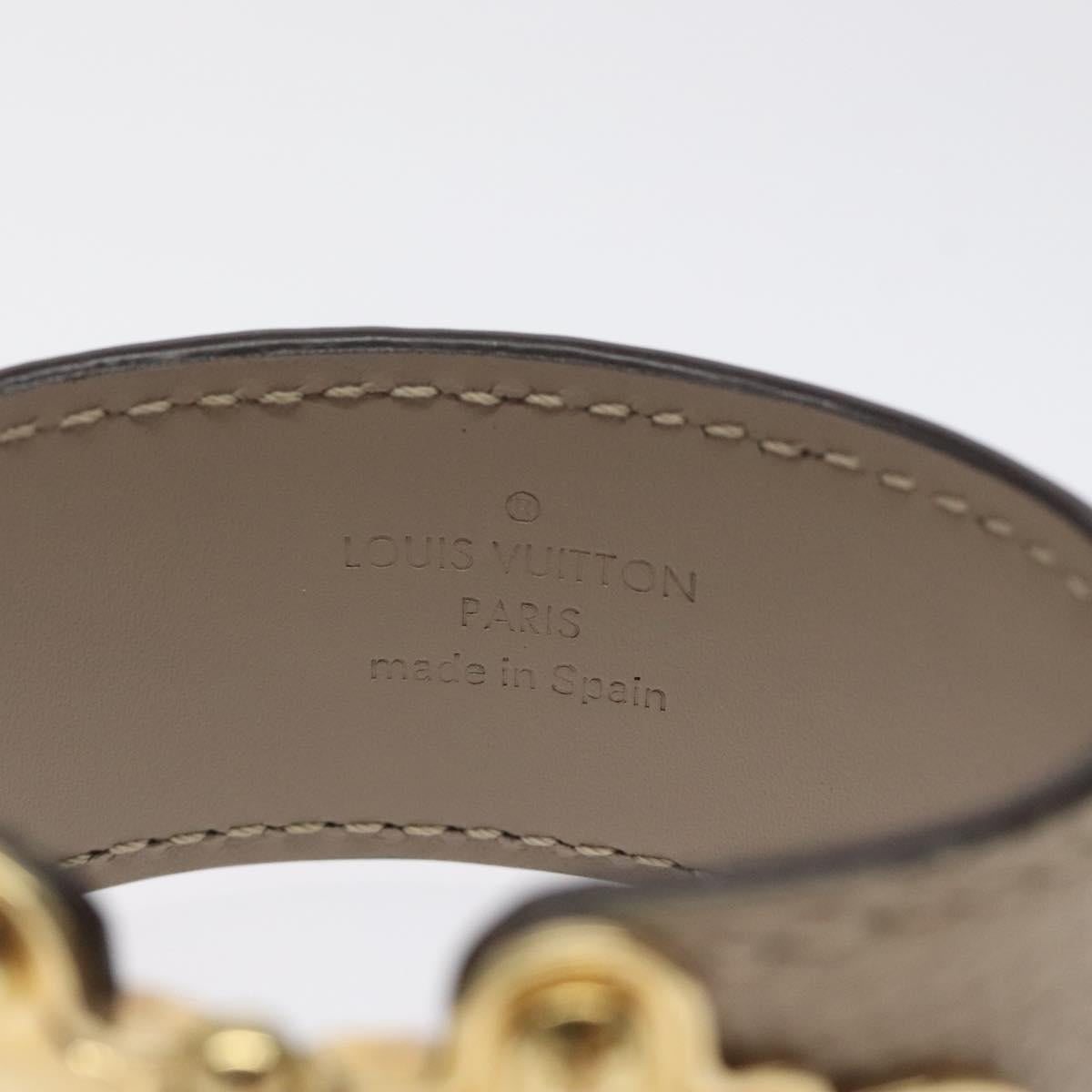 LOUIS VUITTON Brass Save Bracelet Leather Beige M6750 LV Auth sw557