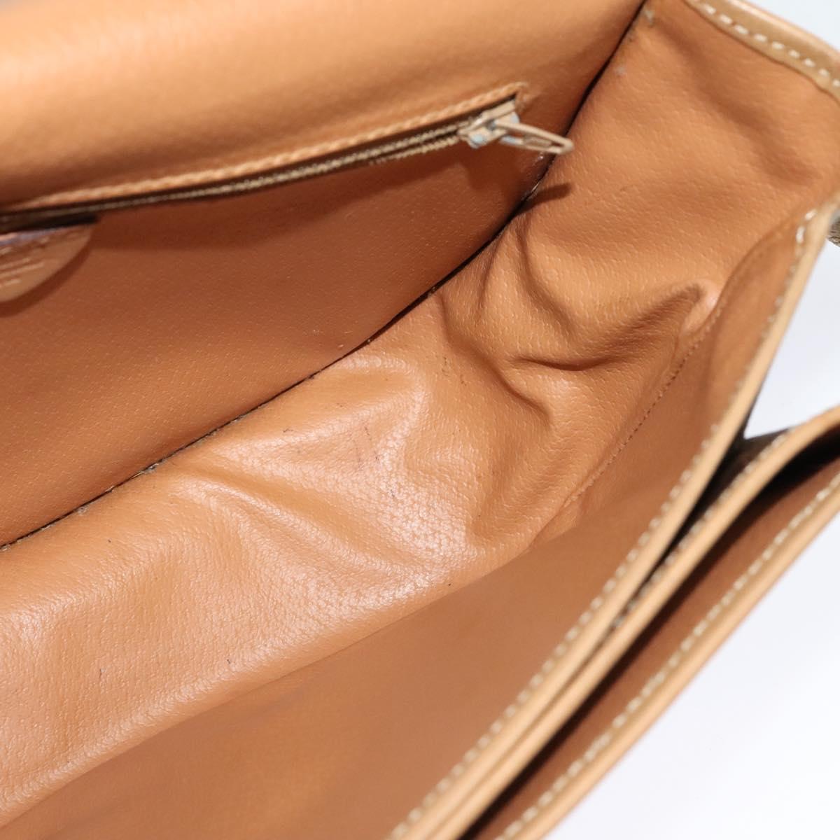 CELINE Macadam Canvas Shoulder Bag PVC Leather Brown Gold Auth sw561