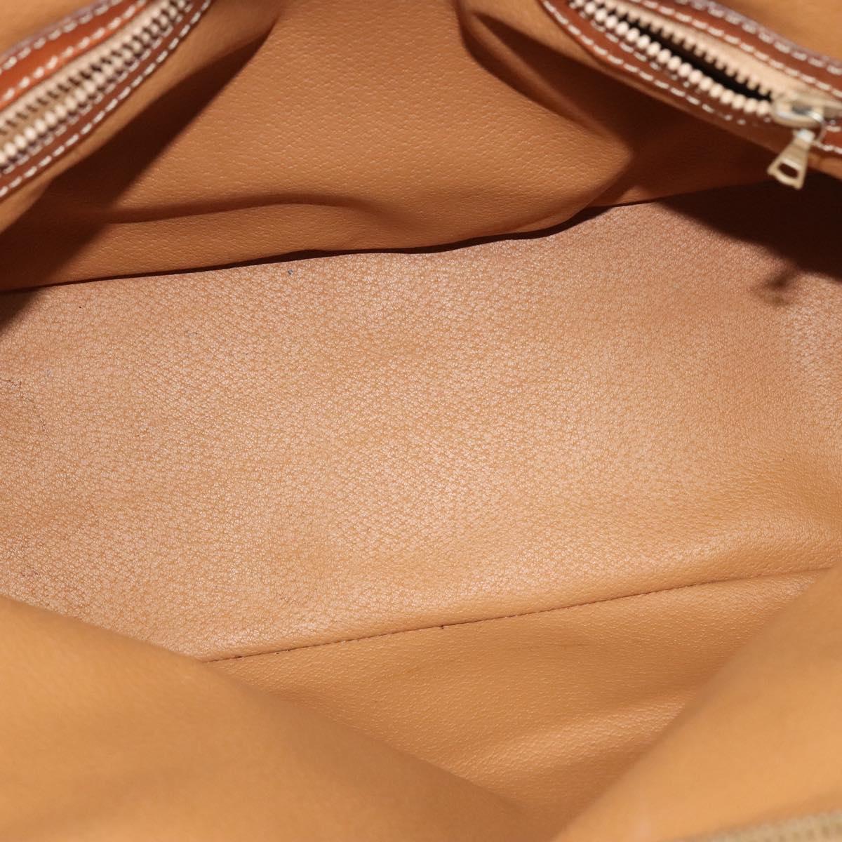 CELINE Macadam Canvas Hand Bag PVC Leather Brown Gold Auth sw562