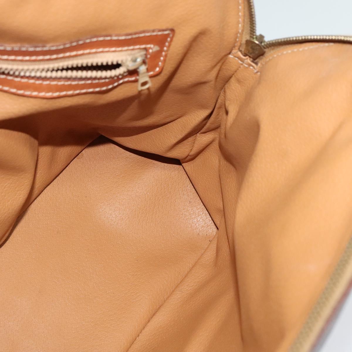 CELINE Macadam Canvas Hand Bag PVC Leather Brown Gold Auth sw562