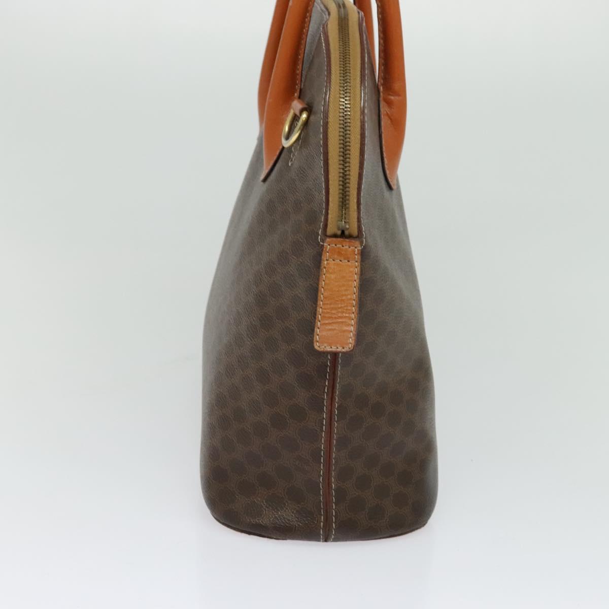 CELINE Macadam Canvas Hand Bag PVC Leather Brown Gold Auth sw562