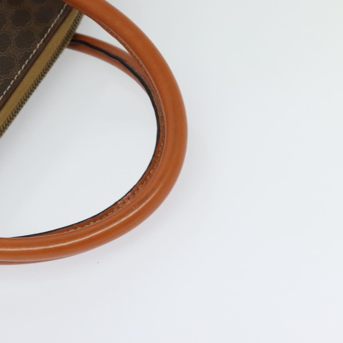 CELINE Macadam Canvas Hand Bag PVC Leather Brown Gold Auth sw562