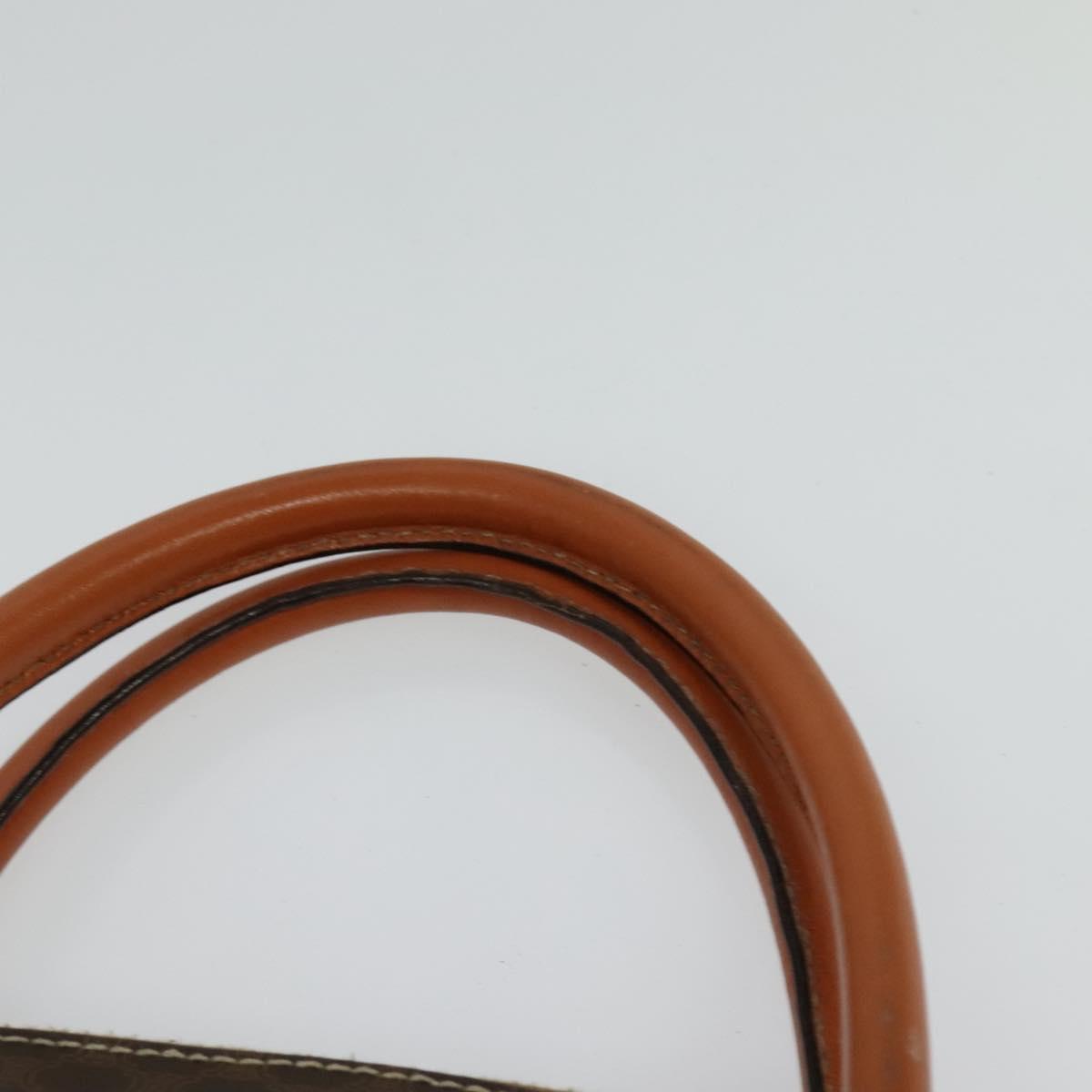 CELINE Macadam Canvas Hand Bag PVC Leather Brown Gold Auth sw562