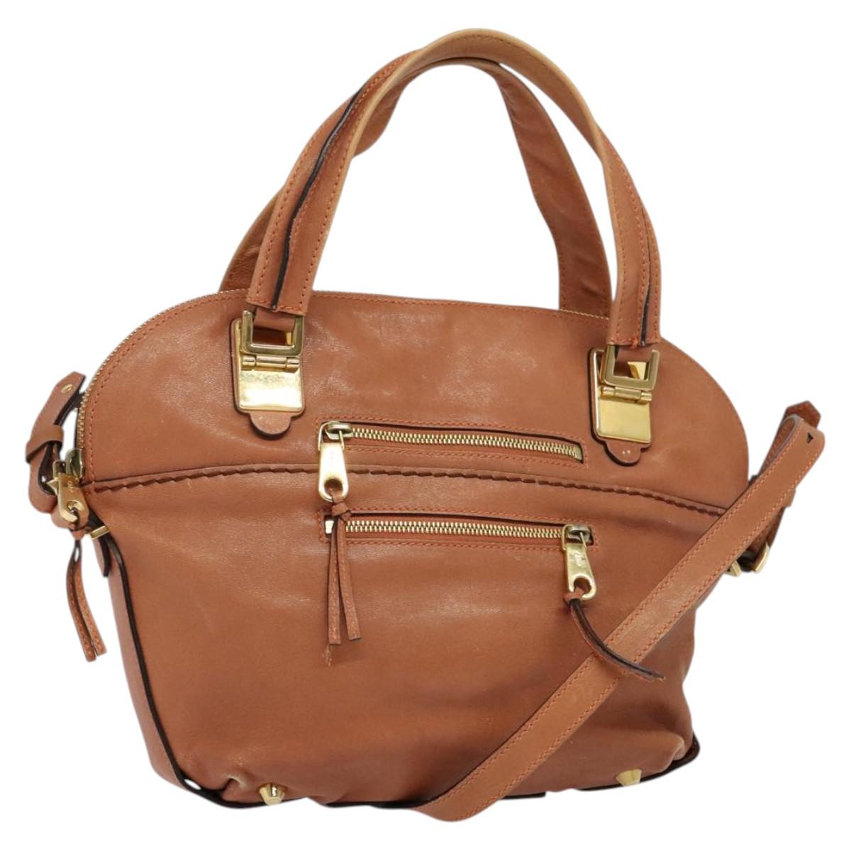 Chloe Angie Hand Bag Leather 2way Pink Gold Auth sw569