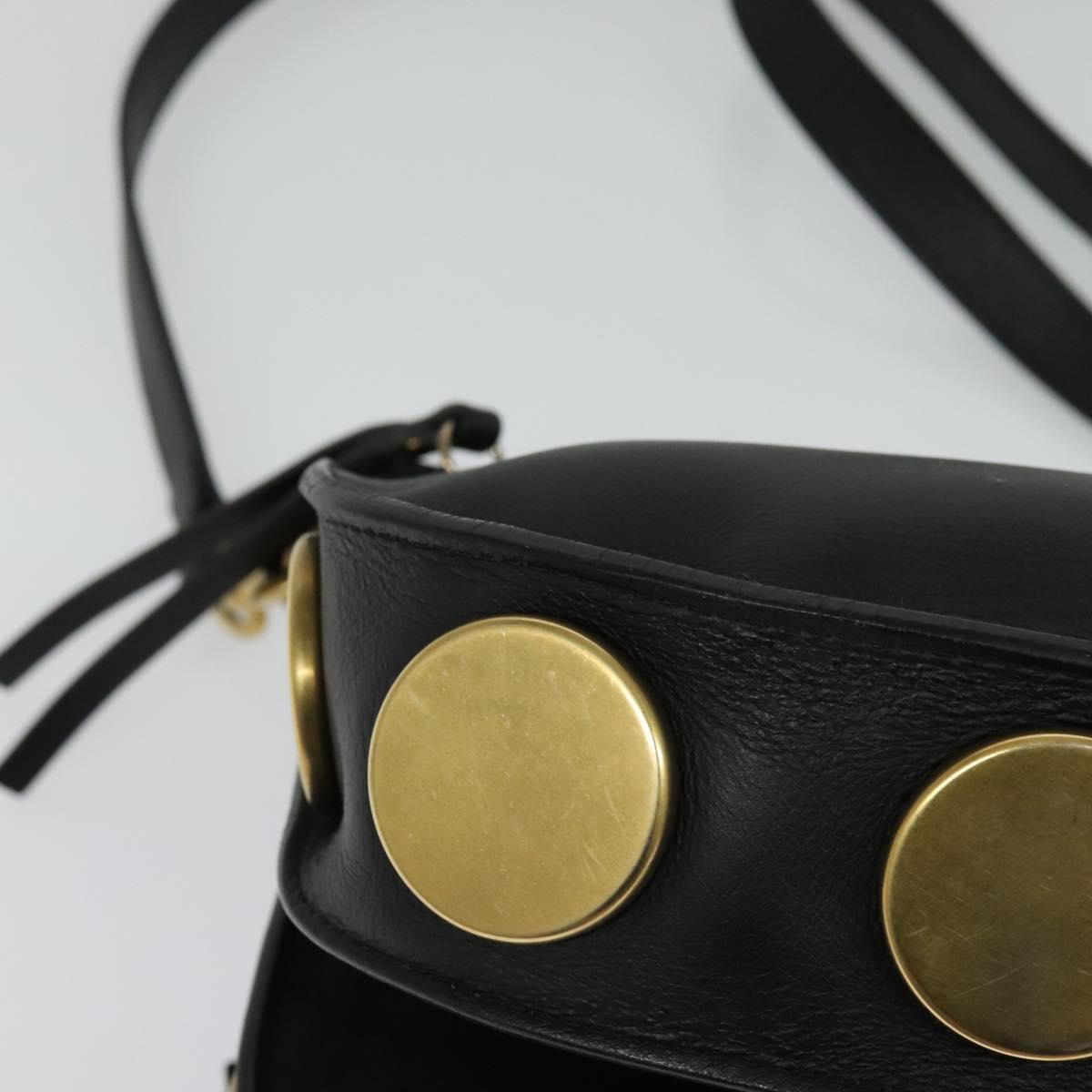 Chloe Curtis Shoulder Bag Suede Black Gold Auth sw587