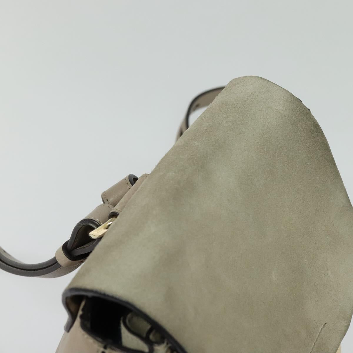 Chloe Fay Shoulder Bag Suede Leather Gray Gold Auth sw589