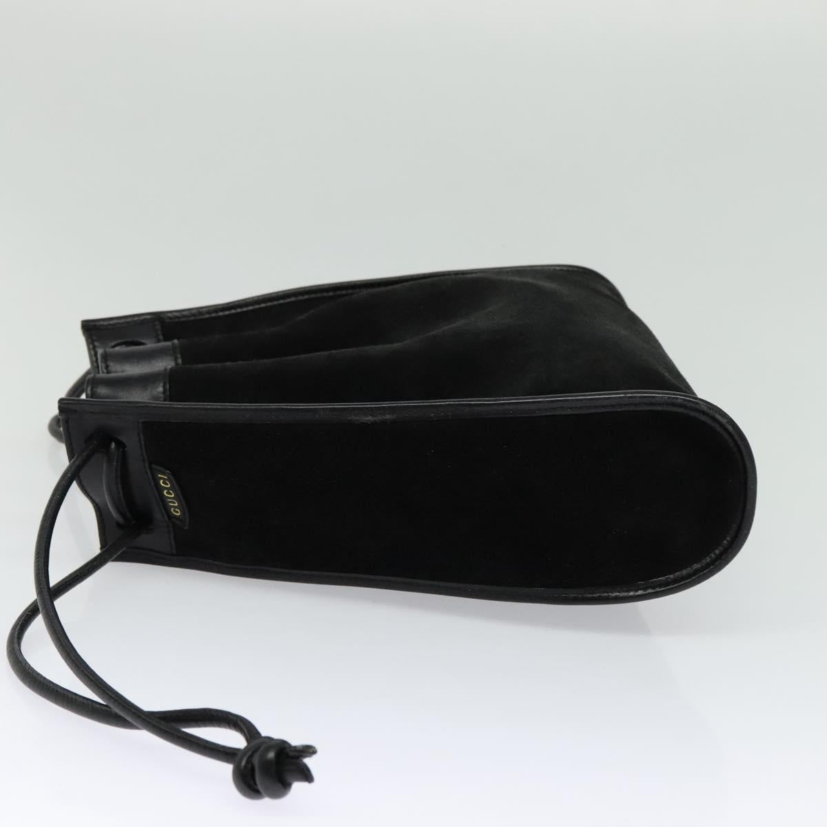GUCCI Shoulder Bag Suede Black Auth sw595