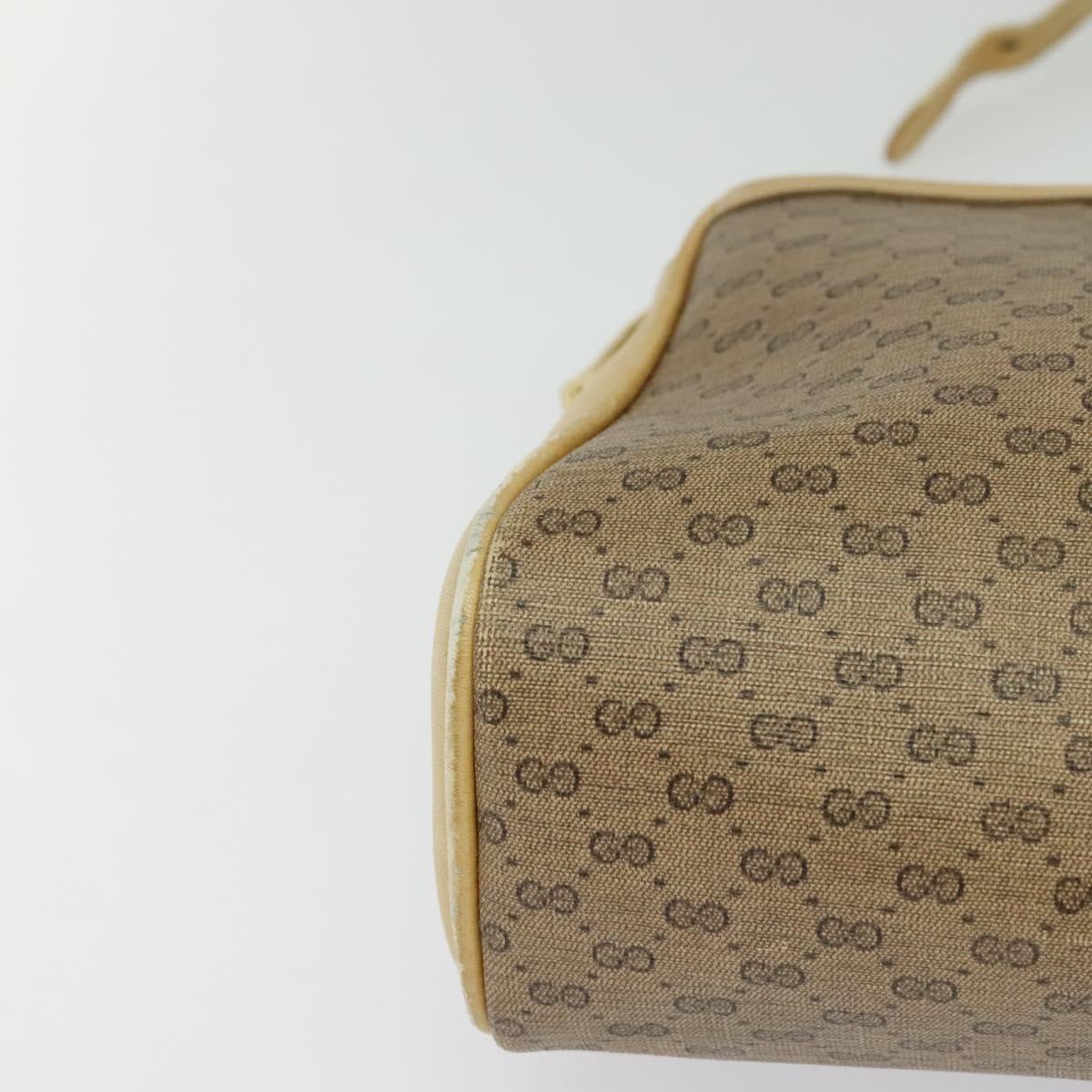 GUCCI Micro GG Supreme Shoulder Bag PVC Beige Gold Auth sw596