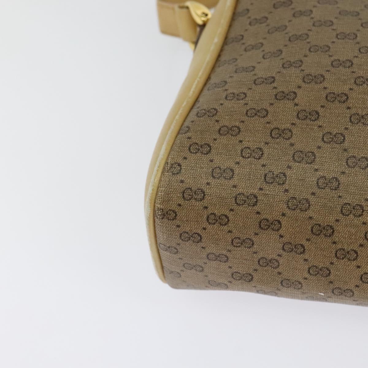 GUCCI Micro GG Supreme Shoulder Bag PVC Beige Gold Auth sw596
