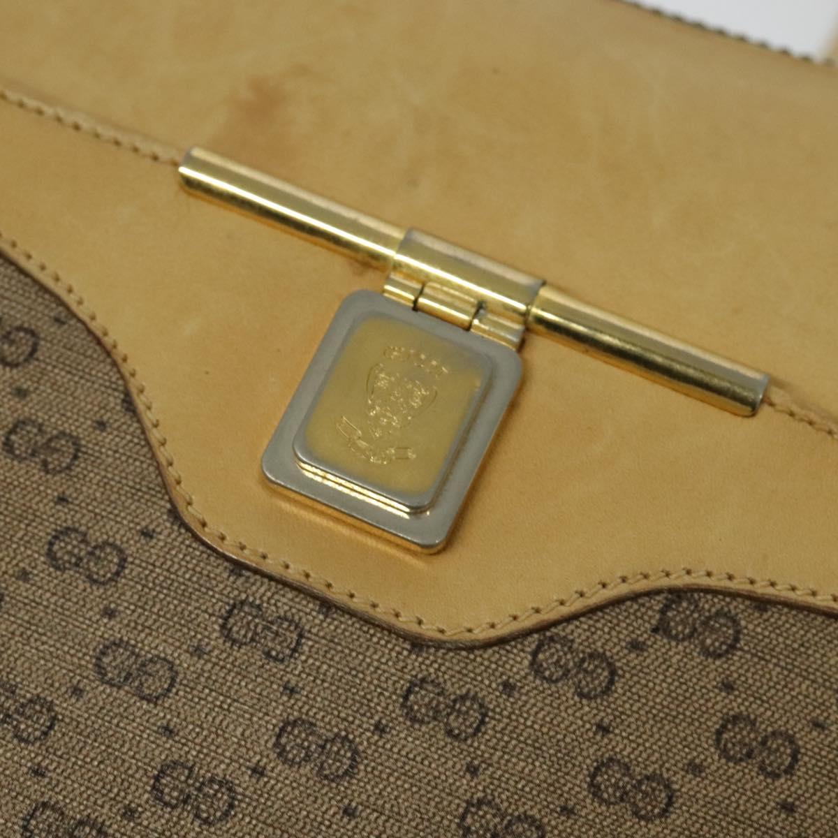 GUCCI Micro GG Supreme Shoulder Bag PVC Beige Gold Auth sw596