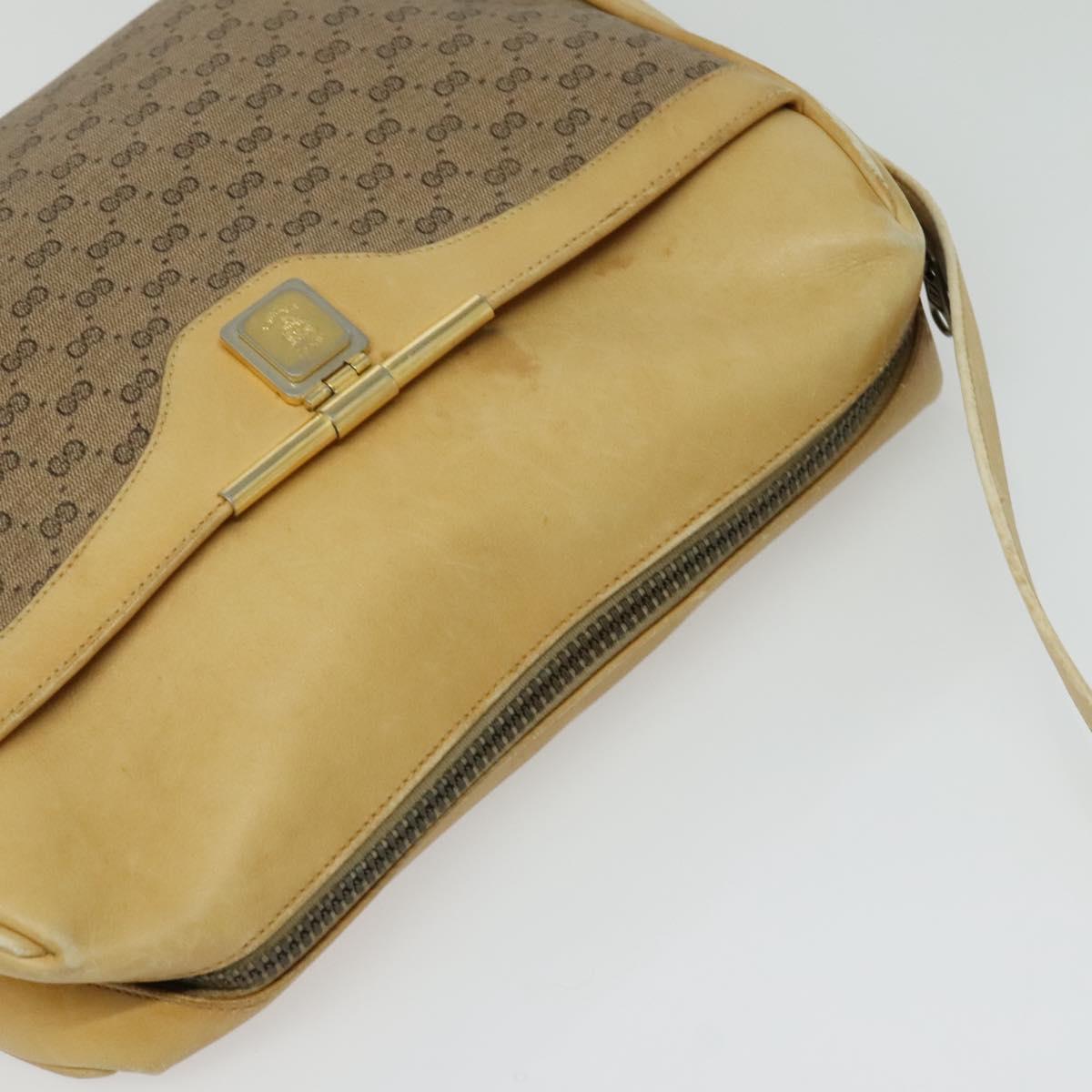 GUCCI Micro GG Supreme Shoulder Bag PVC Beige Gold Auth sw596