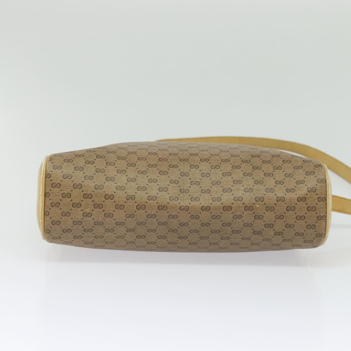 GUCCI Micro GG Supreme Shoulder Bag PVC Beige Gold Auth sw596