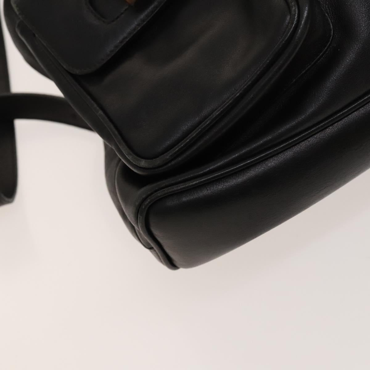 GUCCI Bamboo Backpack Leather Black Gold 003 2058 0016 Auth sw598