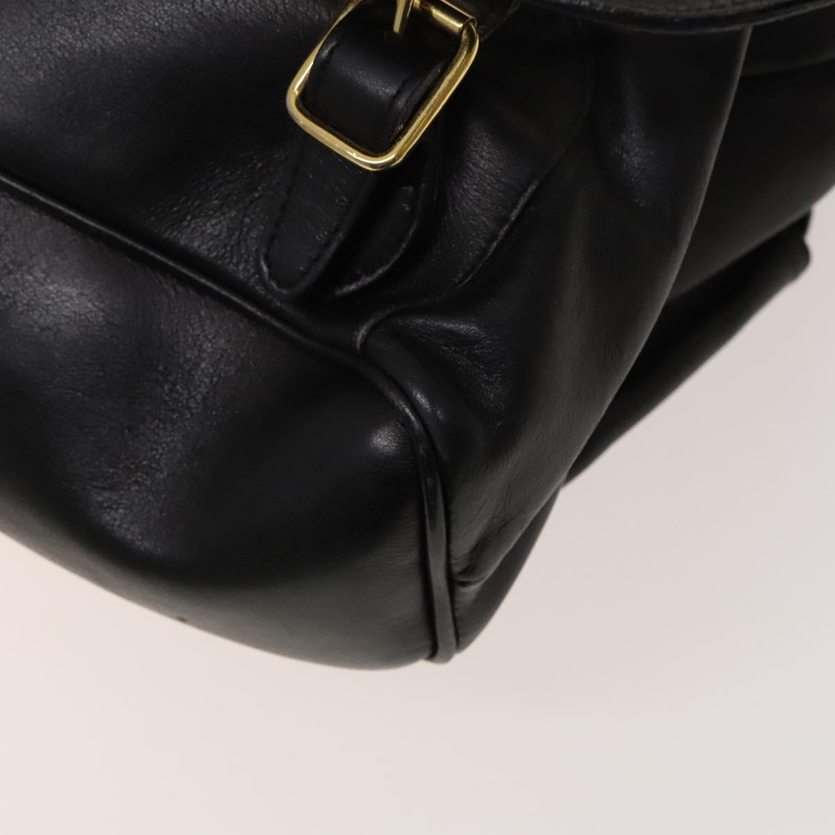 GUCCI Bamboo Backpack Leather Black Gold 003 2058 0016 Auth sw598