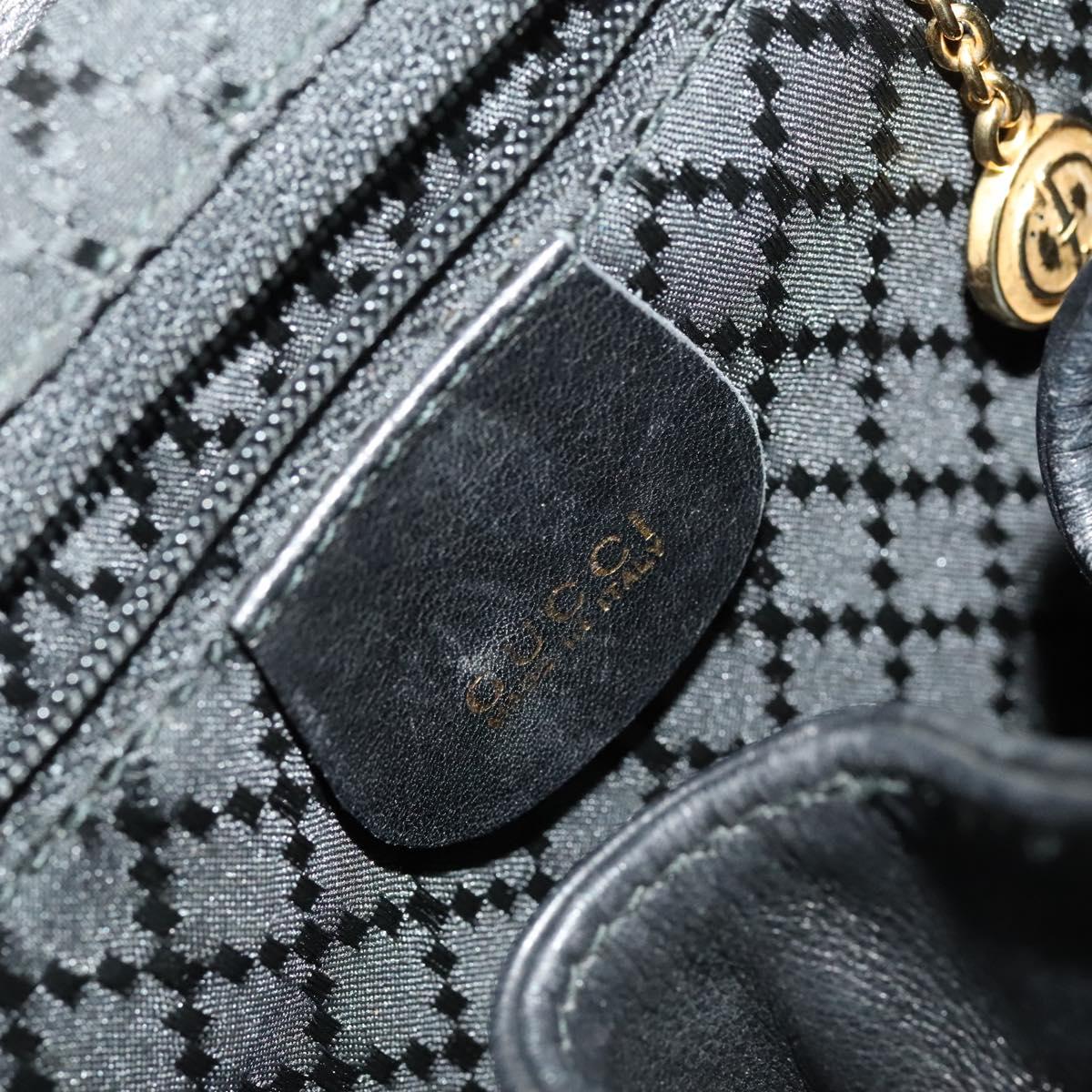GUCCI Bamboo Backpack Leather Black Gold 003 2058 0016 Auth sw598