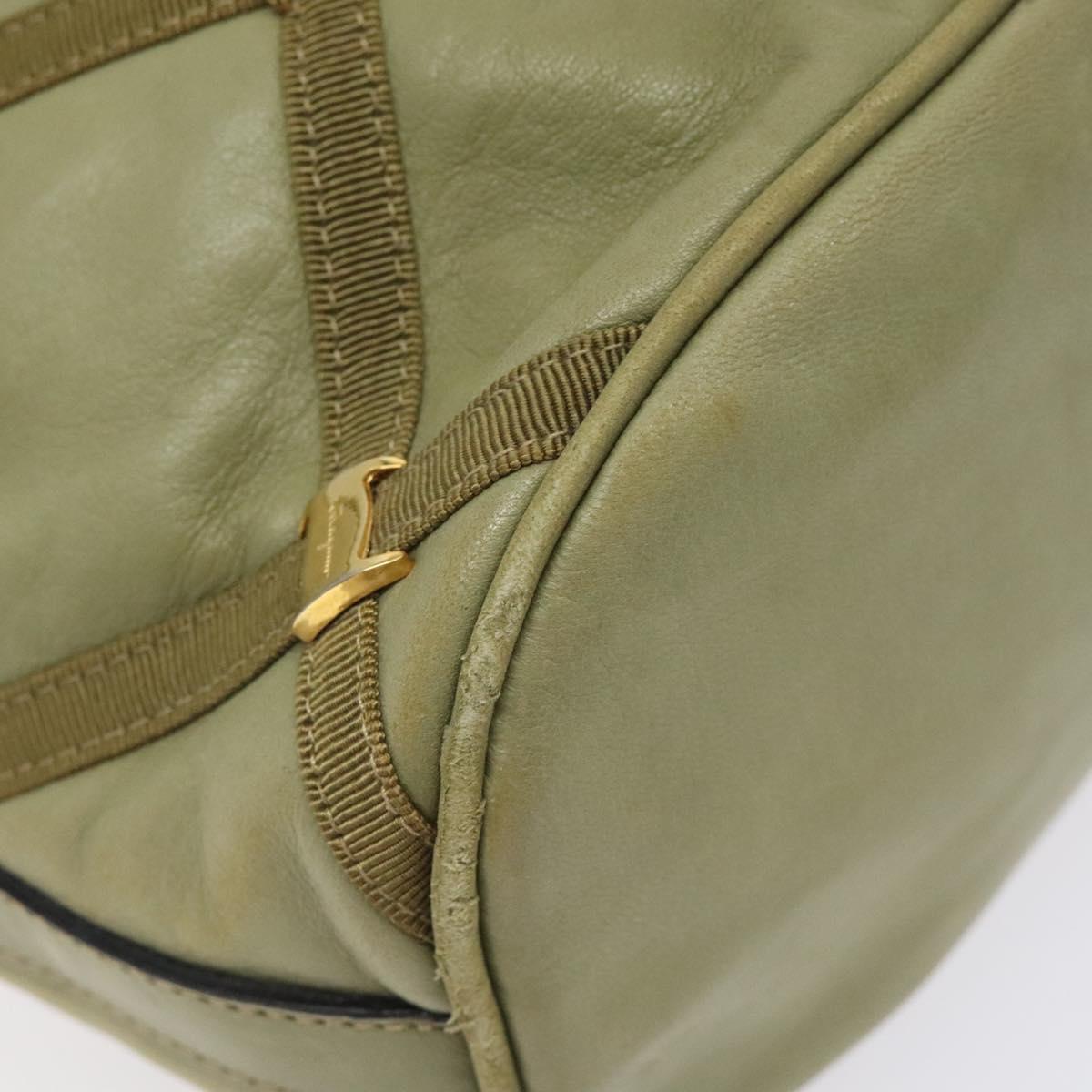 Salvatore Ferragamo Shoulder Bag Leather Green Gold Auth sw600