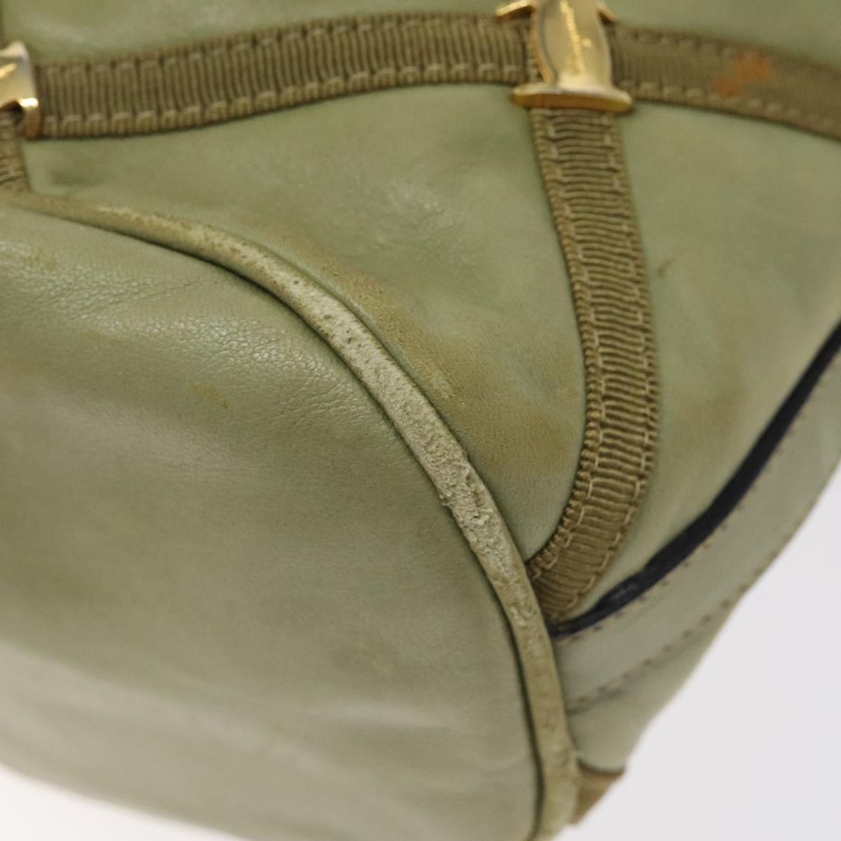 Salvatore Ferragamo Shoulder Bag Leather Green Gold Auth sw600