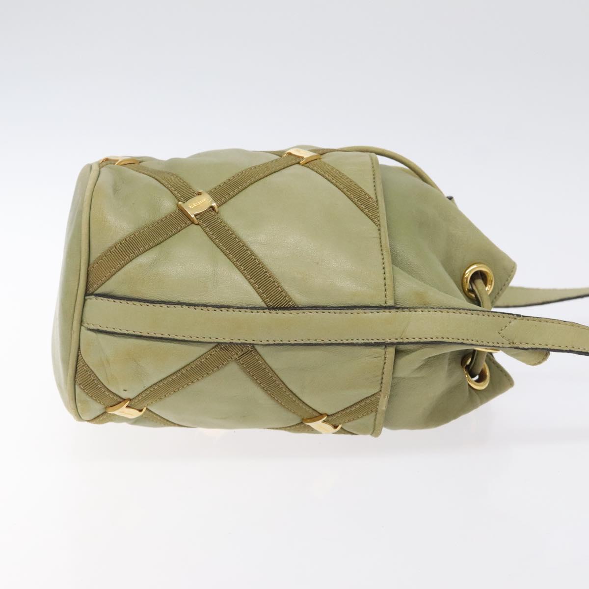 Salvatore Ferragamo Shoulder Bag Leather Green Gold Auth sw600