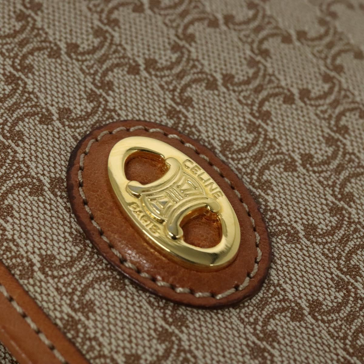 CELINE Macadam Canvas Hand Bag PVC Beige Gold Auth sw601