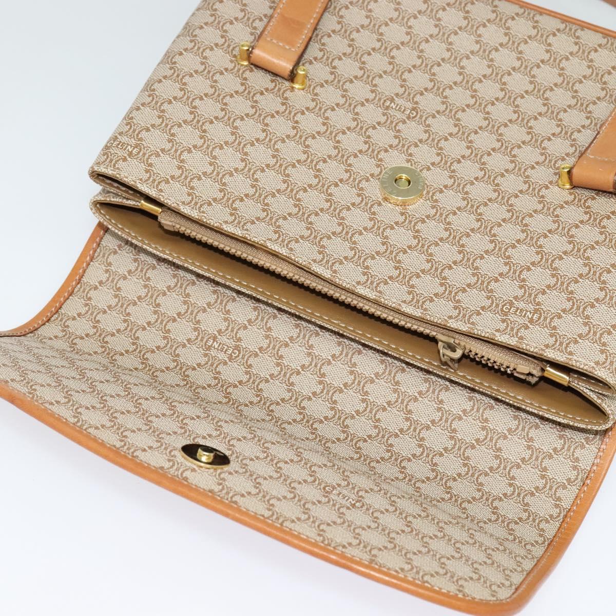 CELINE Macadam Canvas Hand Bag PVC Beige Gold Auth sw601