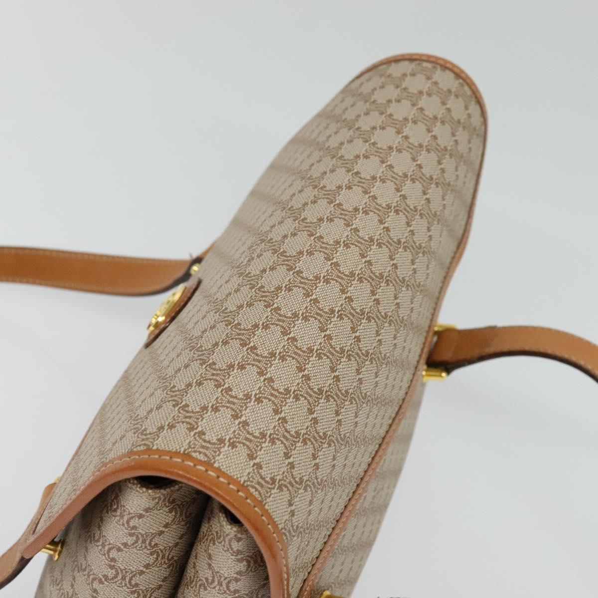 CELINE Macadam Canvas Hand Bag PVC Beige Gold Auth sw601