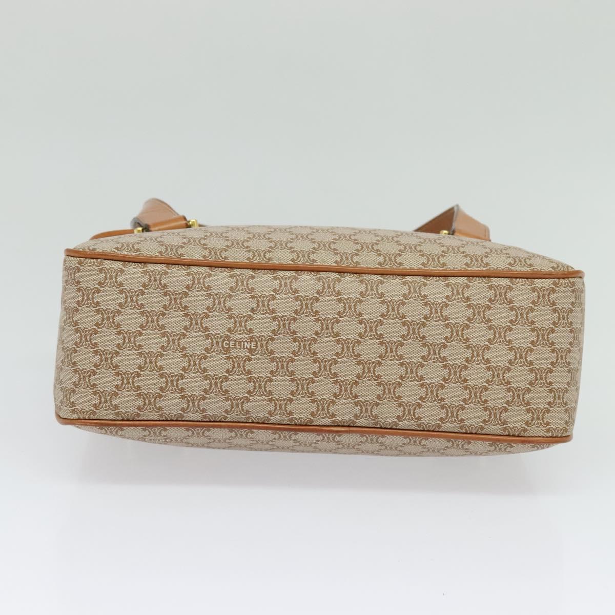 CELINE Macadam Canvas Hand Bag PVC Beige Gold Auth sw601