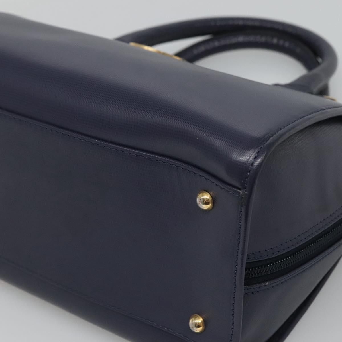 CELINE Hand Bag Leather Blue Gold Auth sw602