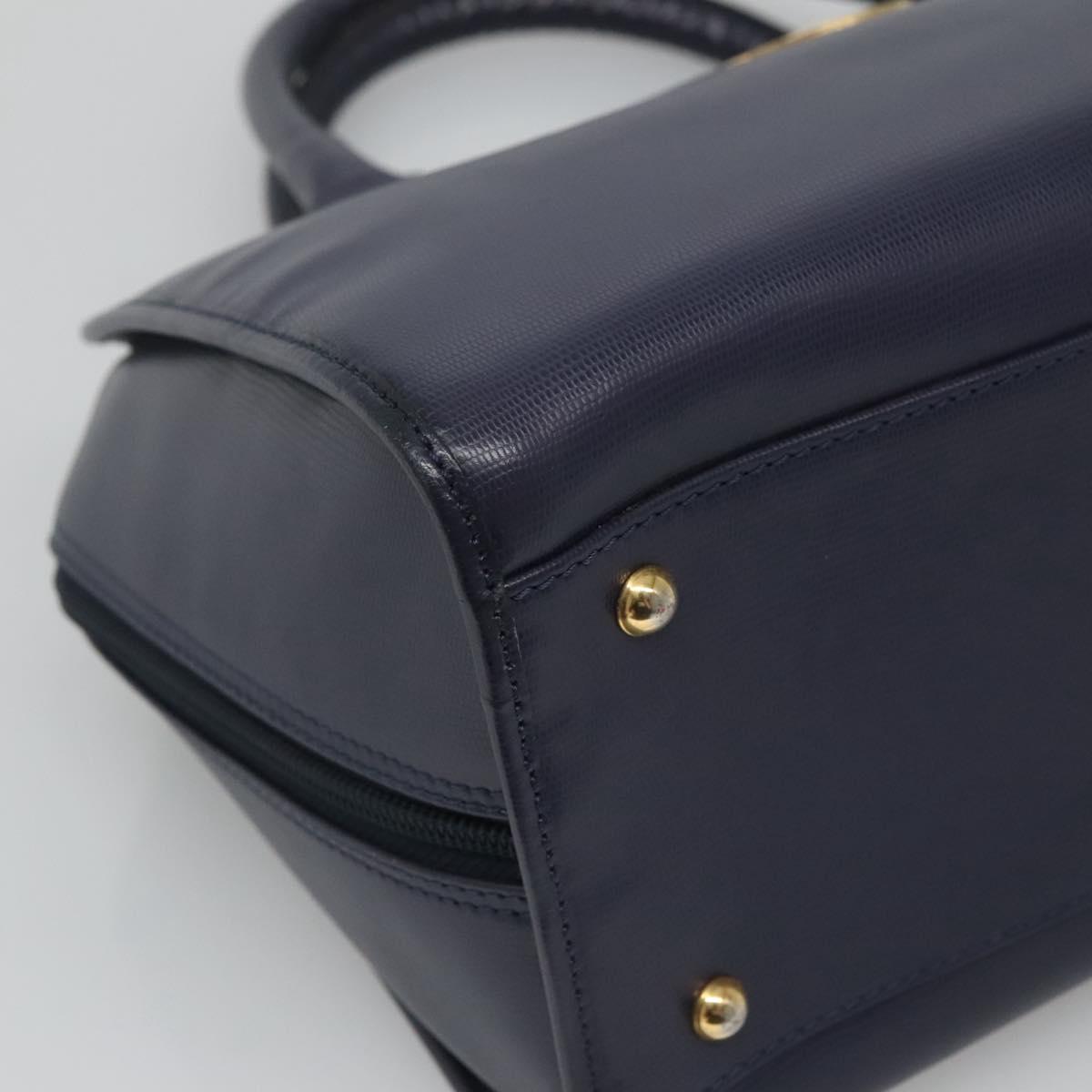 CELINE Hand Bag Leather Blue Gold Auth sw602