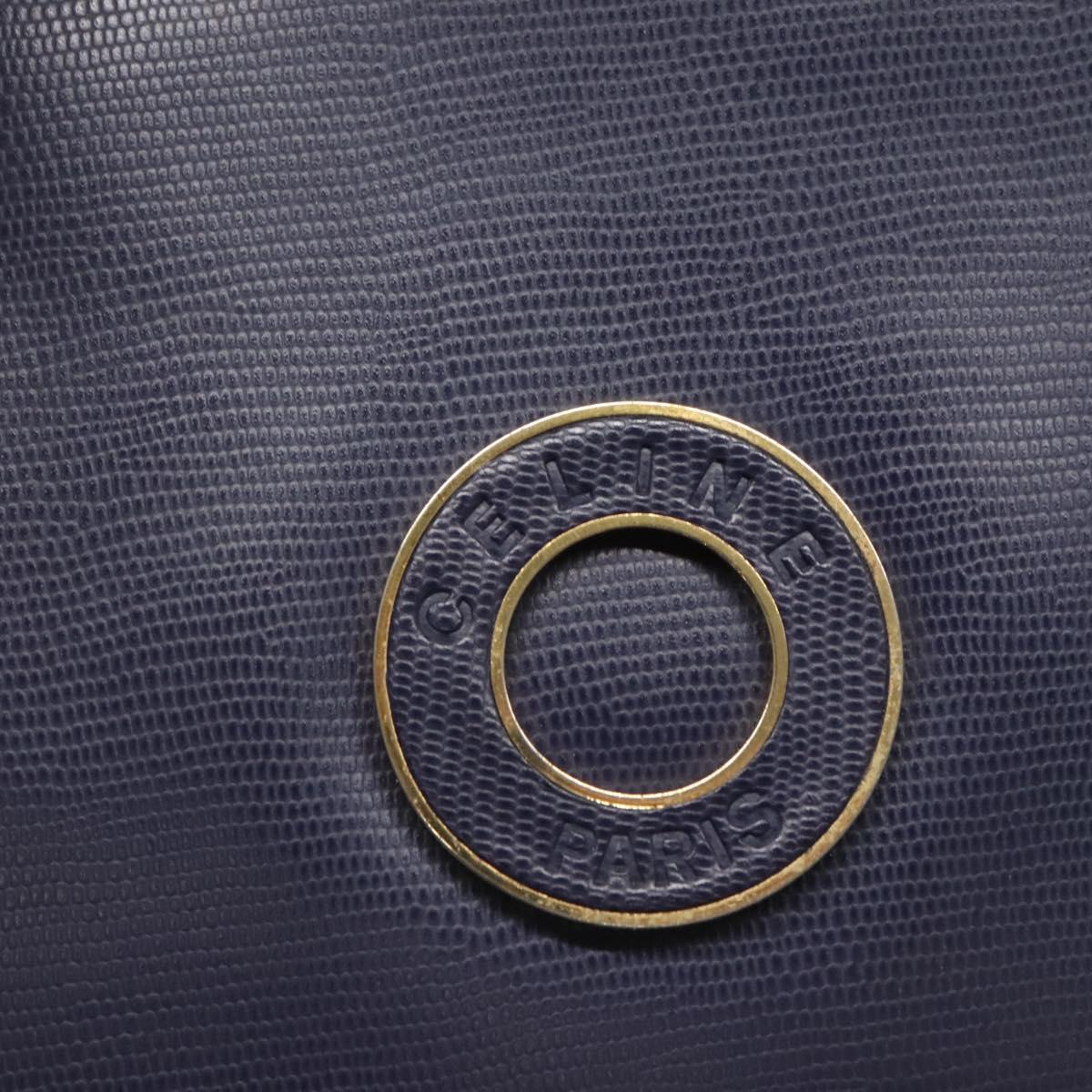 CELINE Hand Bag Leather Blue Gold Auth sw602