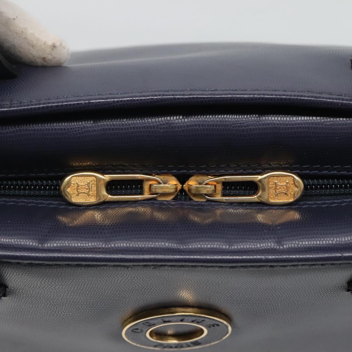 CELINE Hand Bag Leather Blue Gold Auth sw602