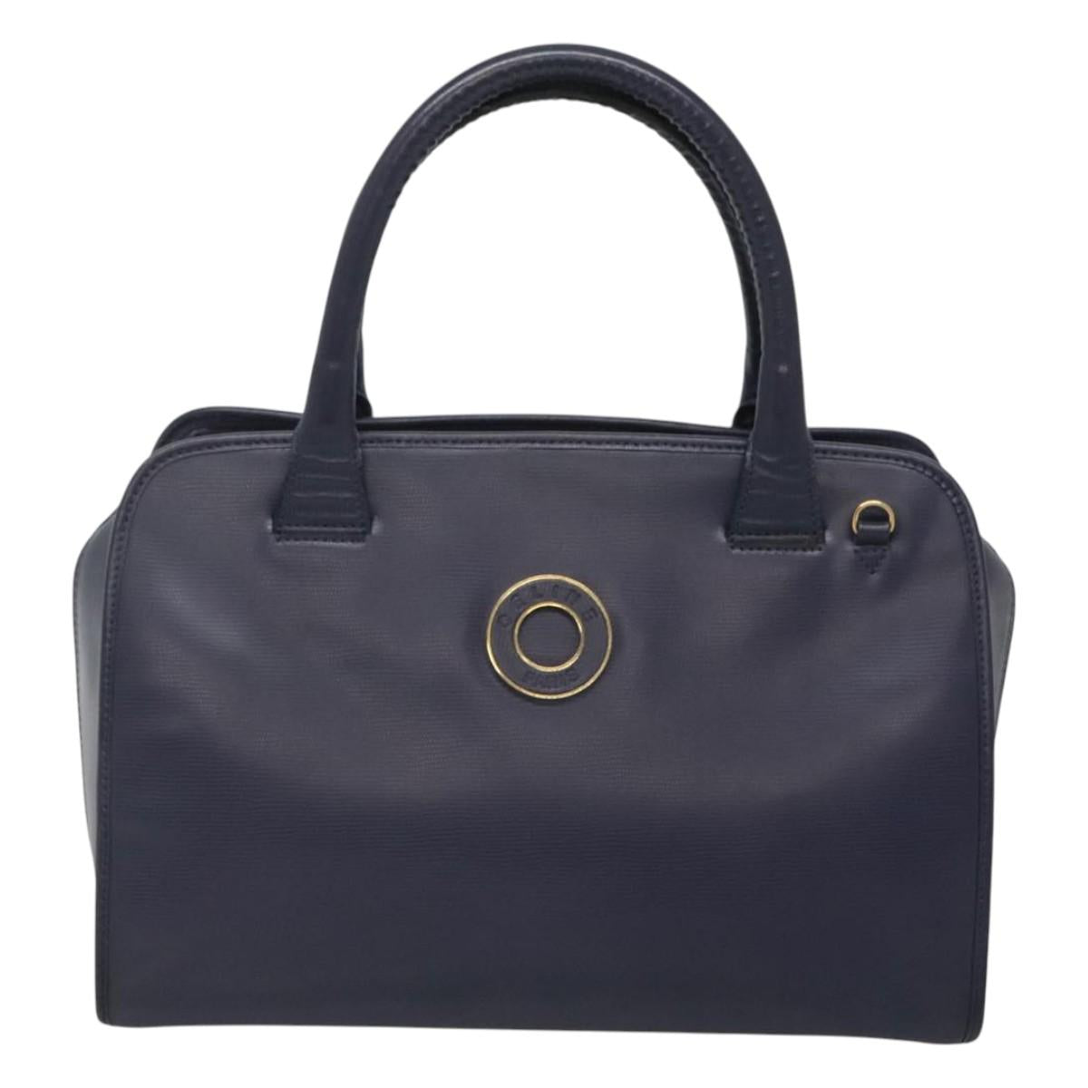 CELINE Hand Bag Leather Blue Gold Auth sw602