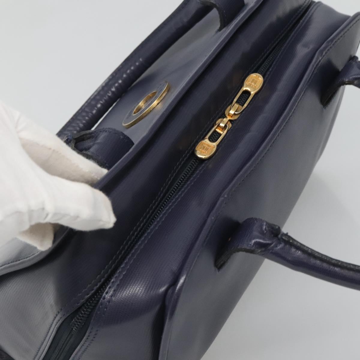 CELINE Hand Bag Leather Blue Gold Auth sw602