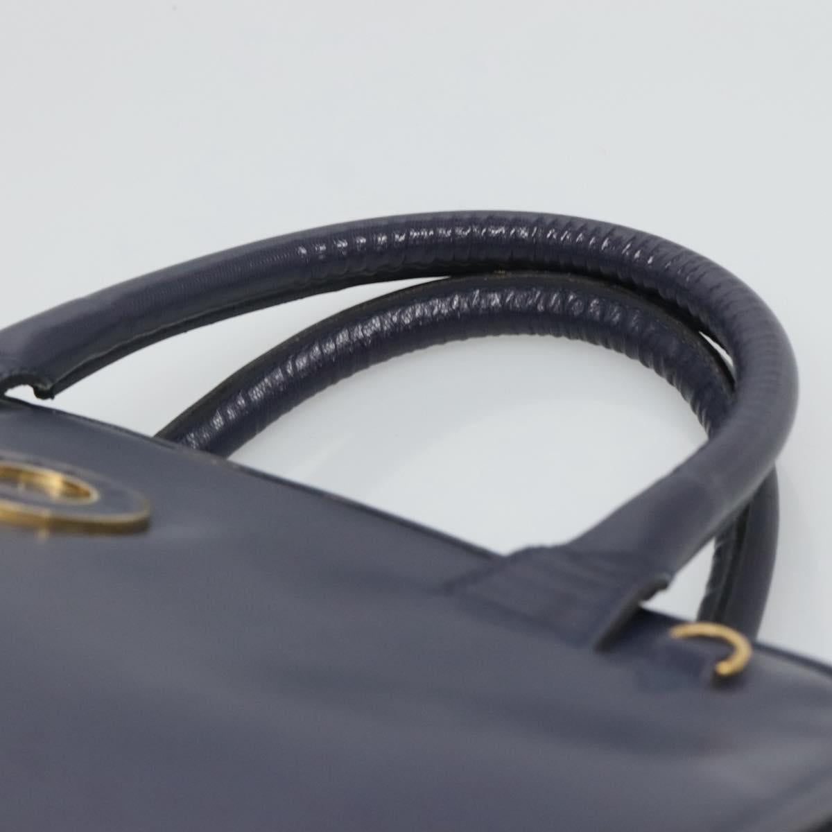 CELINE Hand Bag Leather Blue Gold Auth sw602