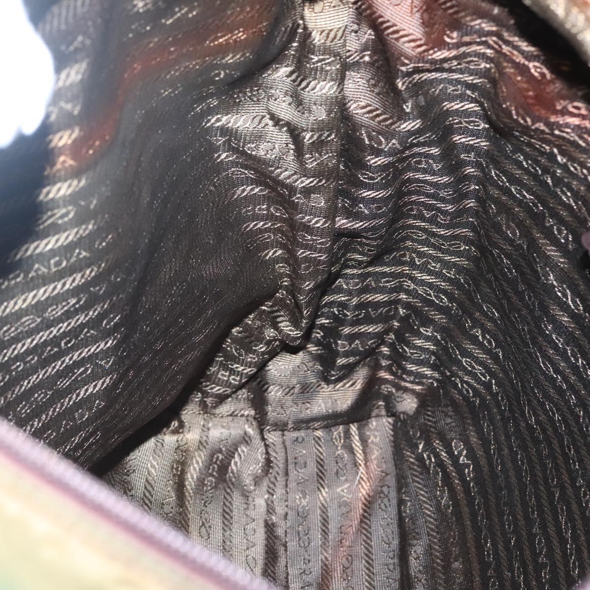 PRADA Shoulder Bag Nylon Khaki Silver Auth sw603