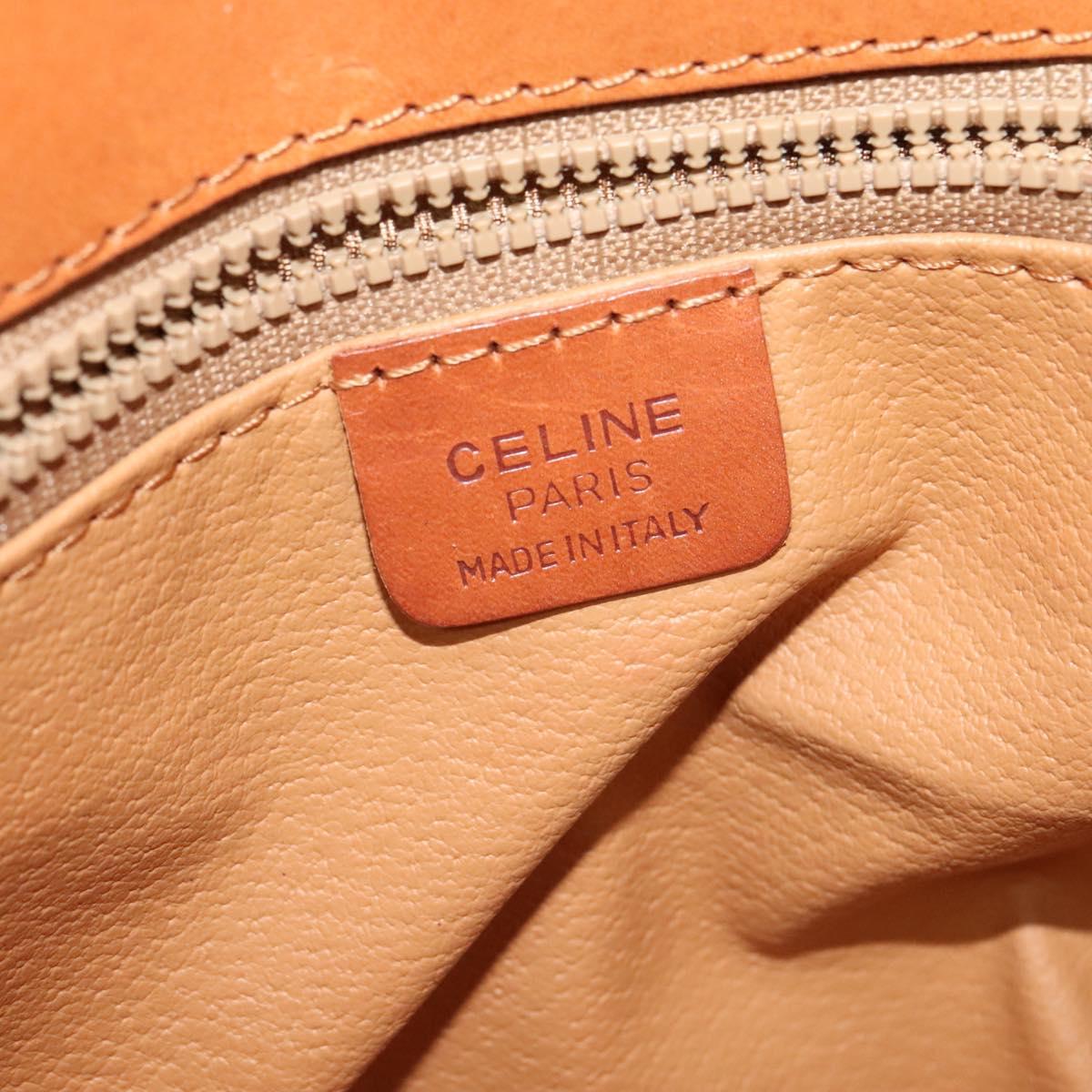 CELINE Macadam Canvas Shoulder Bag PVC Leather Brown Gold Auth sw616