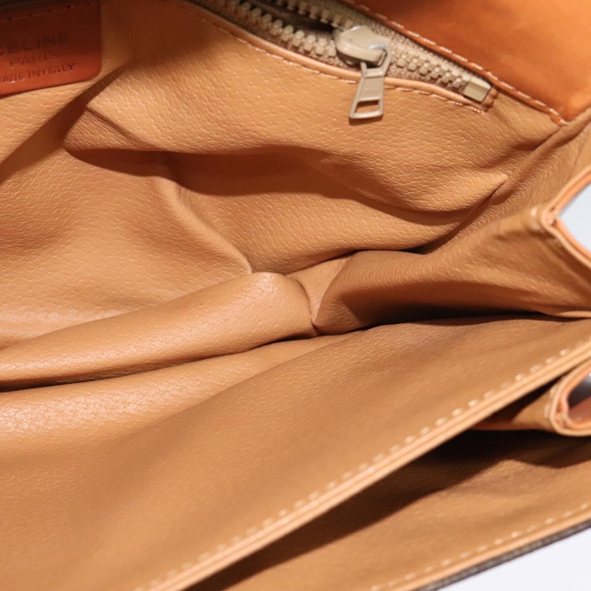 CELINE Macadam Canvas Shoulder Bag PVC Leather Brown Gold Auth sw616