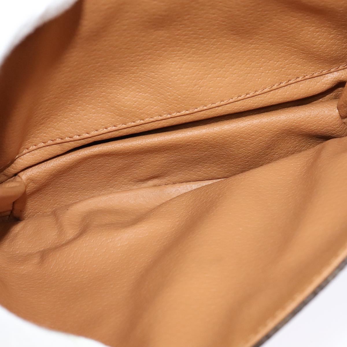 CELINE Macadam Canvas Shoulder Bag PVC Leather Brown Gold Auth sw616