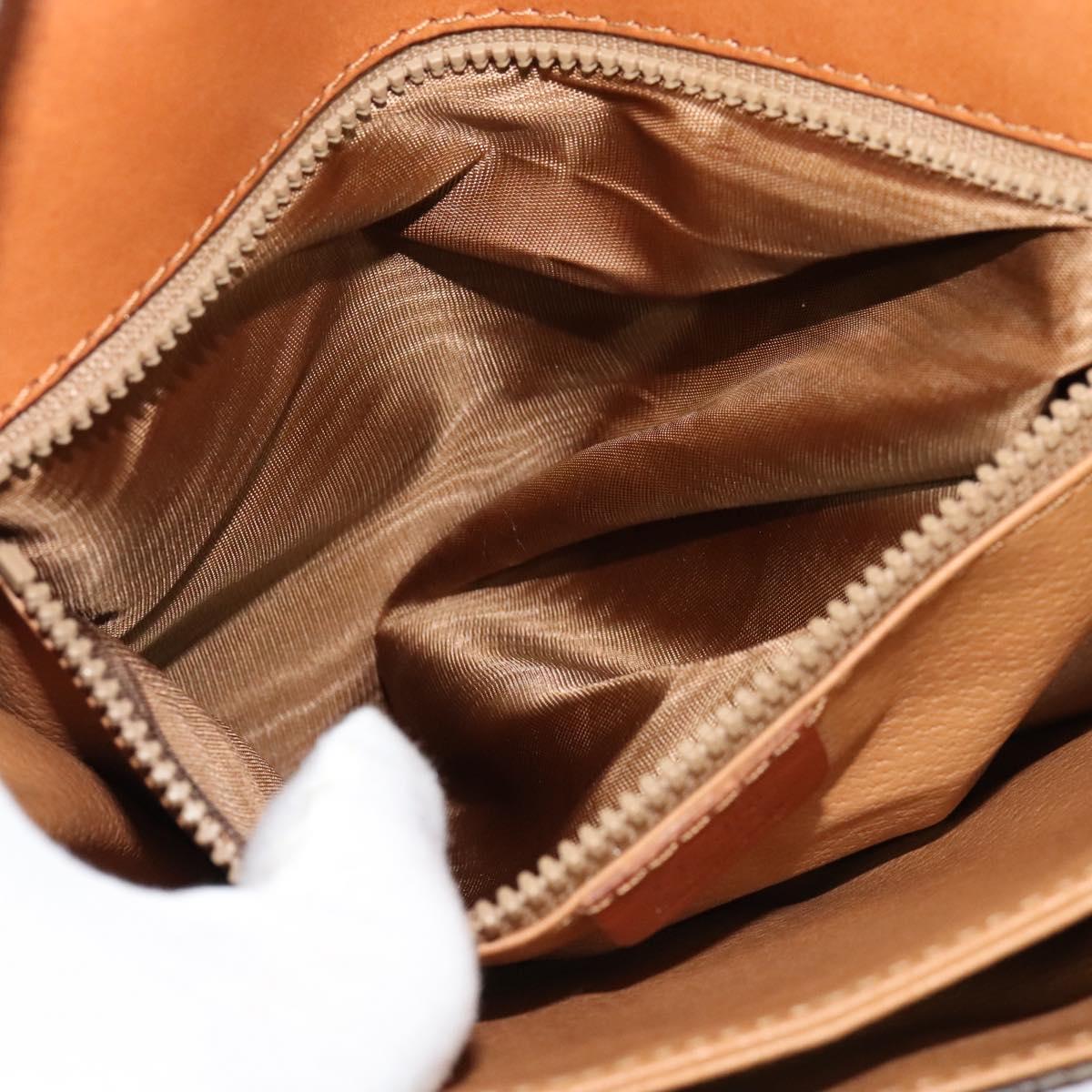 CELINE Macadam Canvas Shoulder Bag PVC Leather Brown Gold Auth sw616