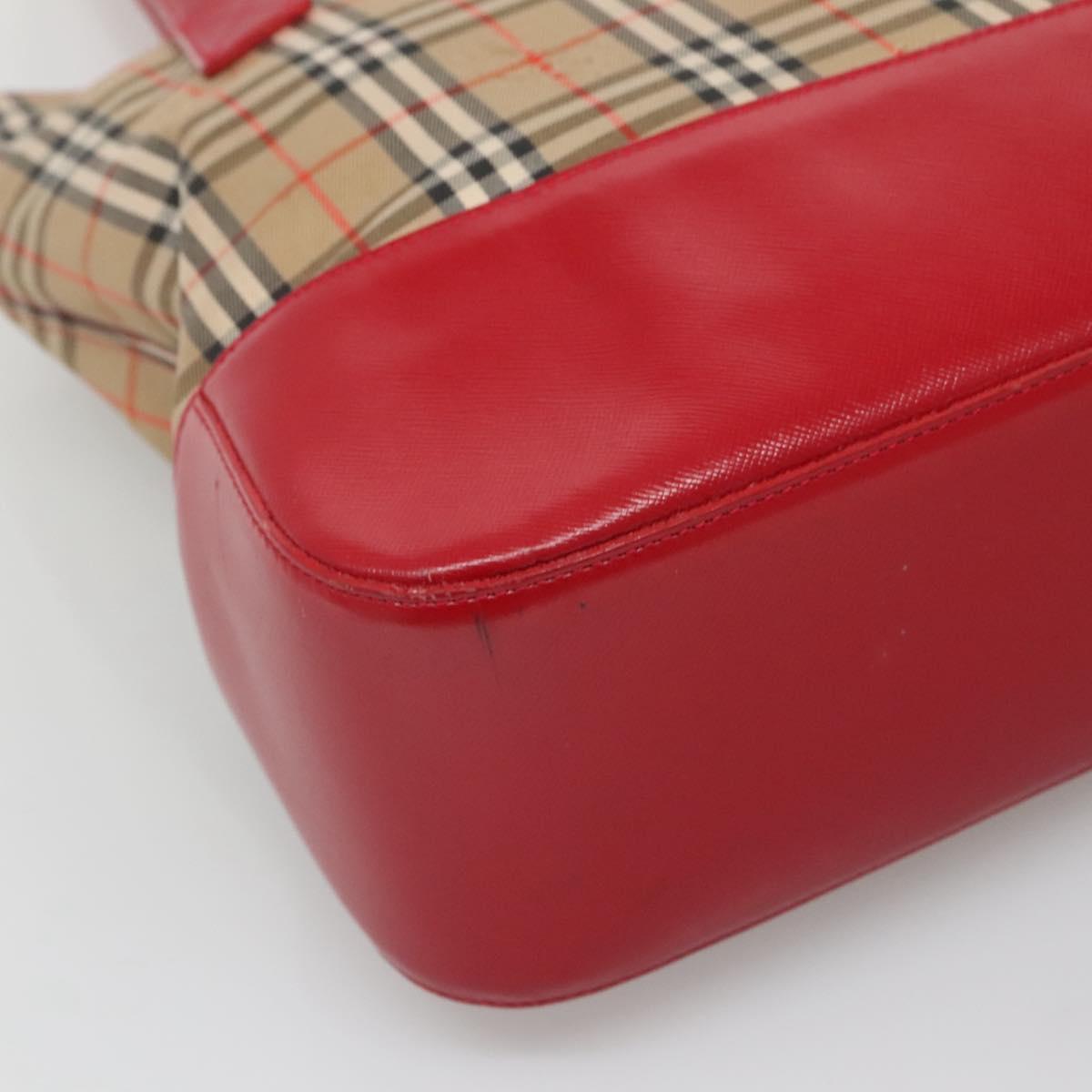 Burberrys Nova Check Shoulder Bag Canvas Beige Gold Auth sw618