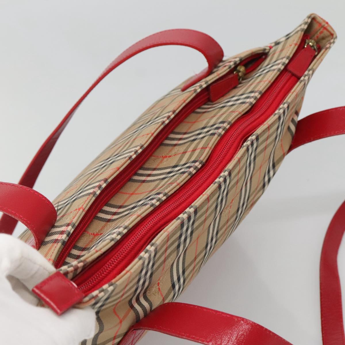 Burberrys Nova Check Shoulder Bag Canvas Beige Gold Auth sw618