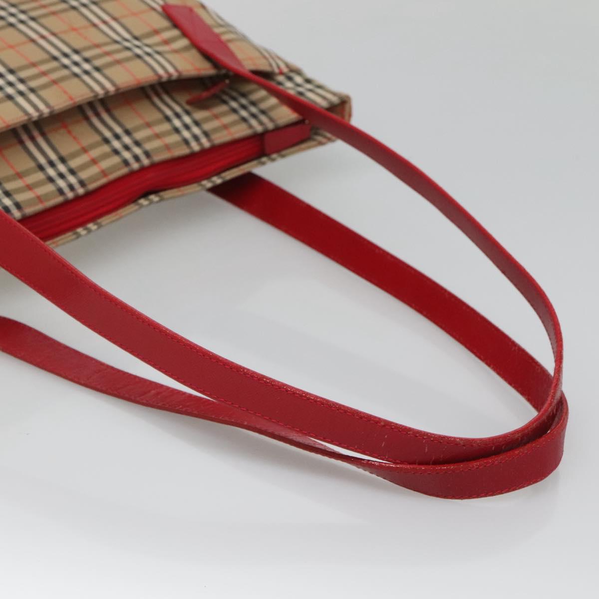 Burberrys Nova Check Shoulder Bag Canvas Beige Gold Auth sw618