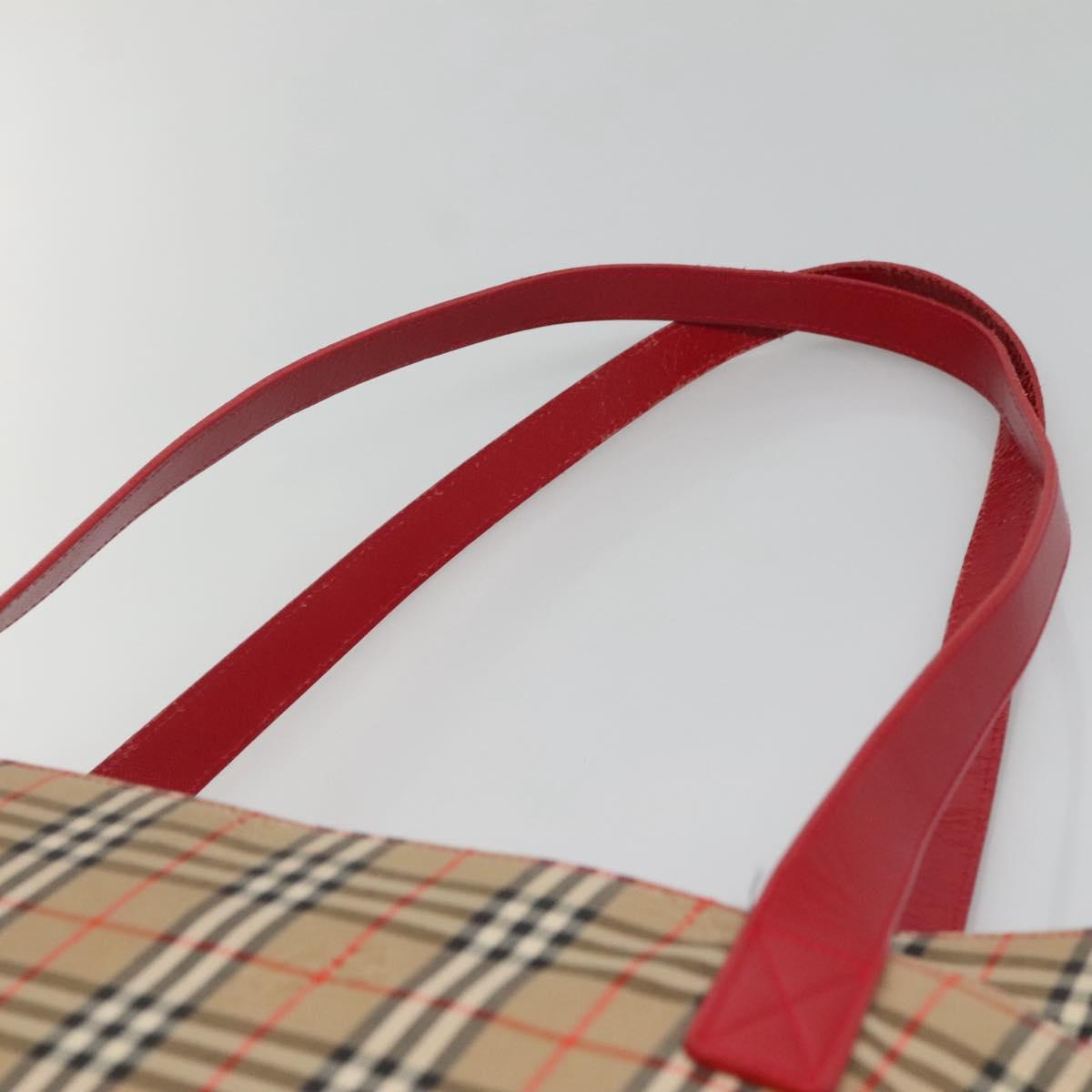 Burberrys Nova Check Shoulder Bag Canvas Beige Gold Auth sw618