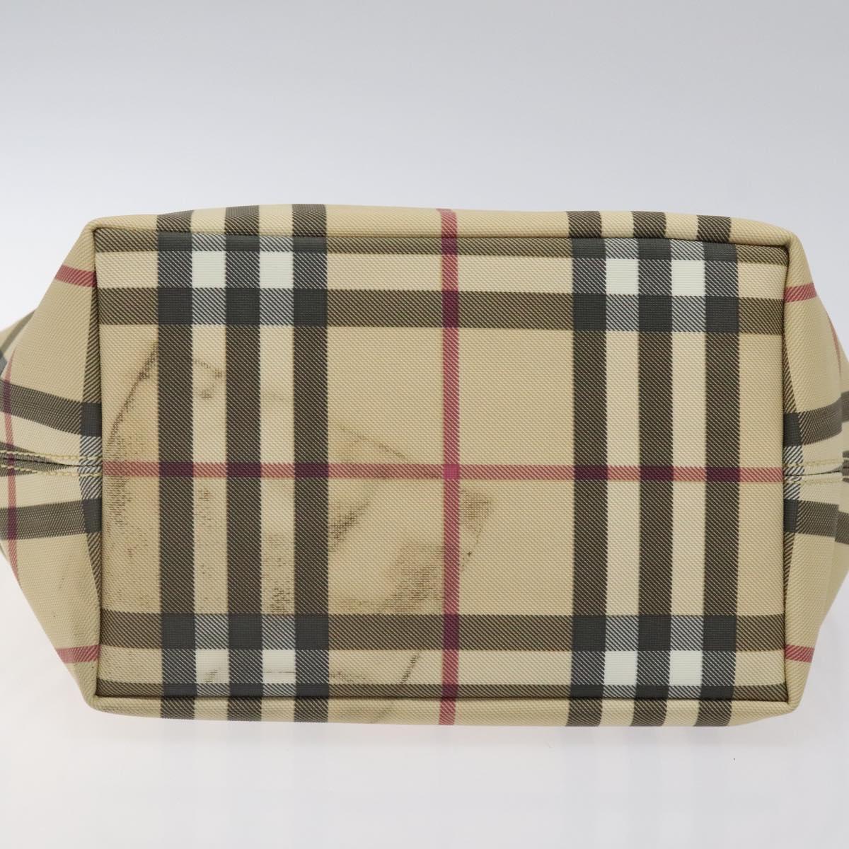 BURBERRY Nova Check Hand Bag PVC Beige Auth sw619