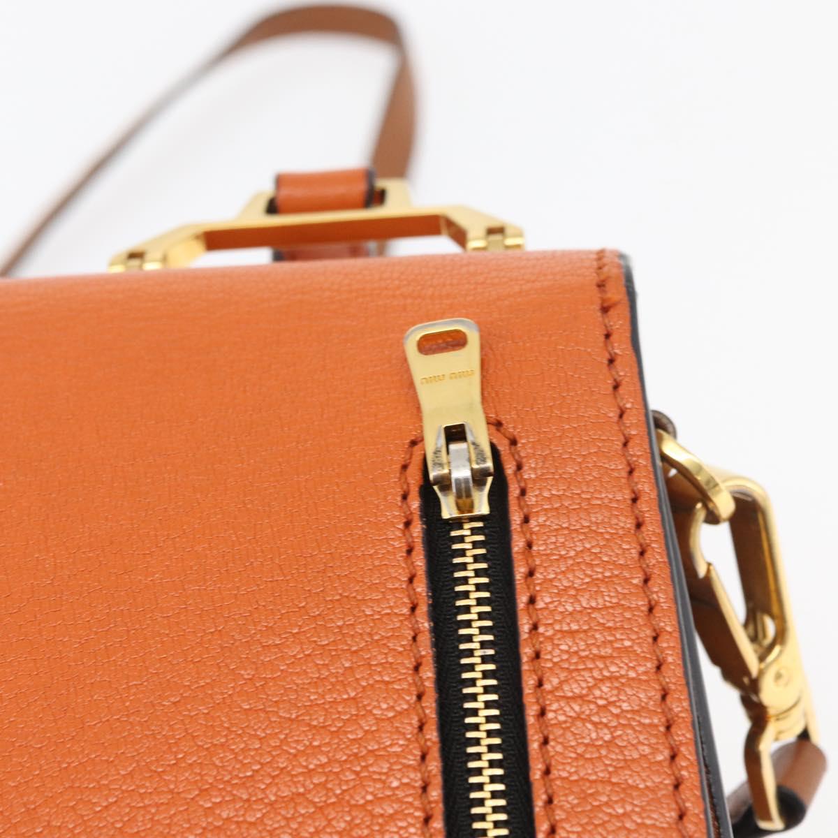 Miu Miu Shoulder Bag Leather Orange Gold Auth sw621