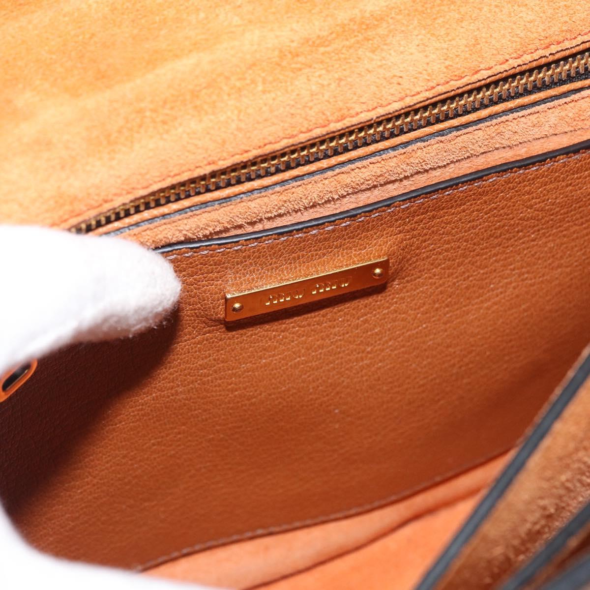Miu Miu Shoulder Bag Leather Orange Gold Auth sw621
