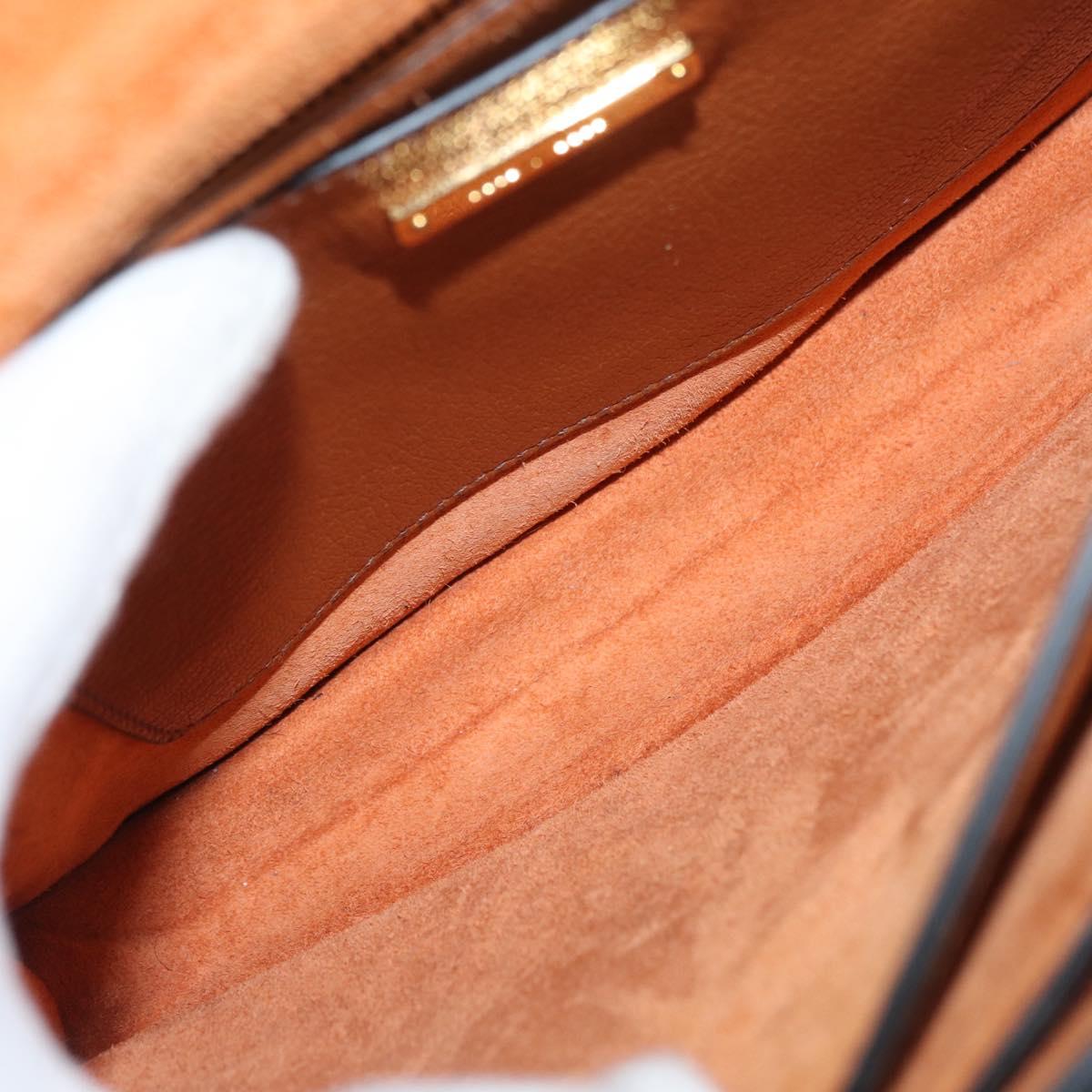 Miu Miu Shoulder Bag Leather Orange Gold Auth sw621